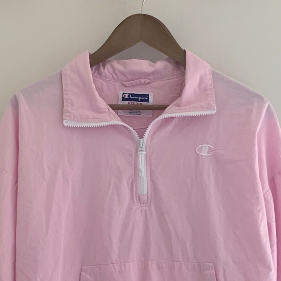 Champion Pink Women's 1/4 Zip Pullover Windbreaker Jacket - Picture 2 of 9